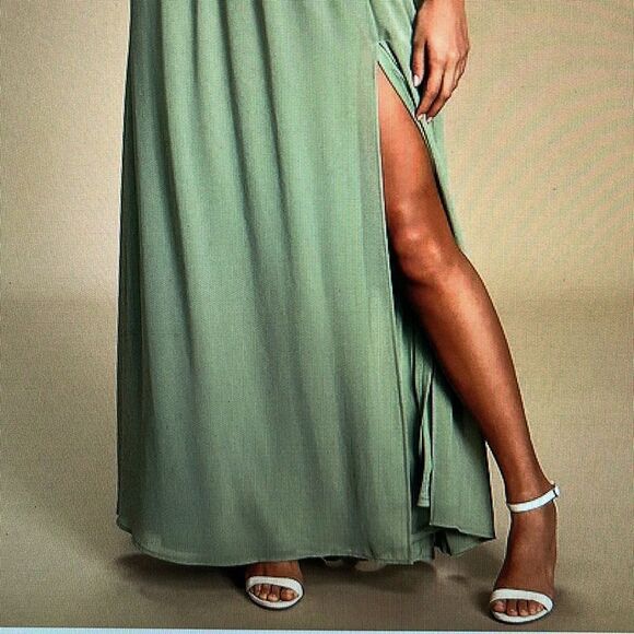 New! Lulus Lost in the Moment Sage Brush Maxi Dress Size XL NWT - Picture 2 of 14